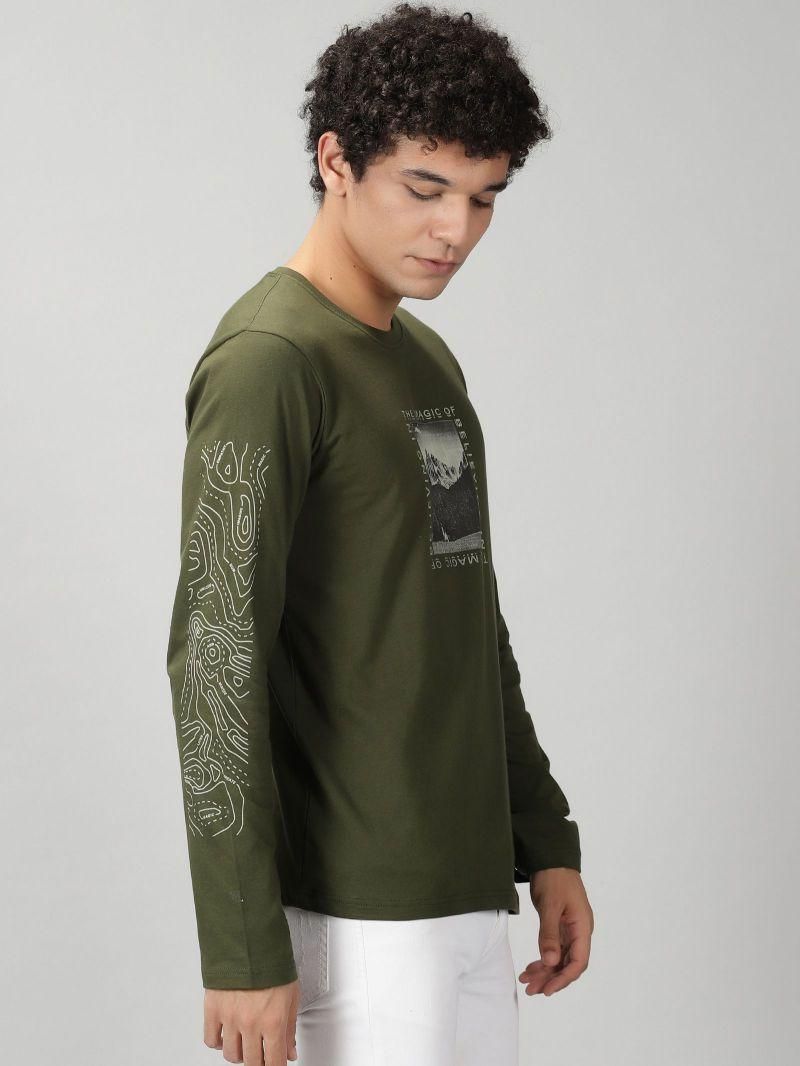 The Hollander Cotton Blend Printed Full Sleeves Round Neck Mens T-Shirt