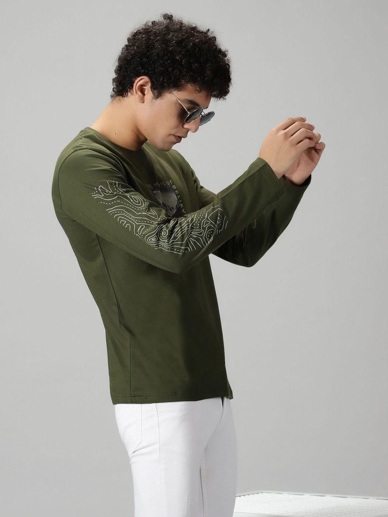 The Hollander Cotton Blend Printed Full Sleeves Round Neck Mens T-Shirt