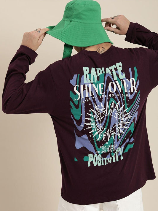 Dillinger Maroon Graphic Oversized T-Shirt