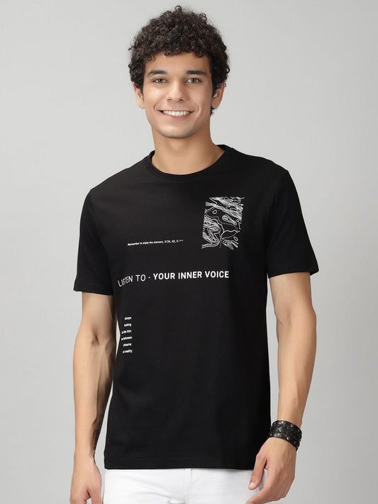 Printed Cotton Half Sleeves Men's Round Neck T-Shirt