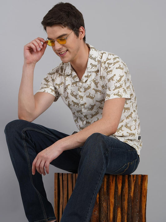 Cotton Printed Half Sleeves Men's Casual Shirt