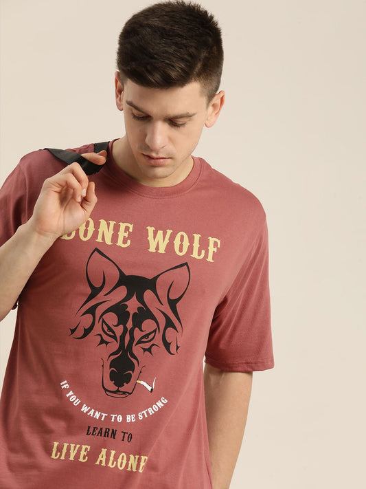 Difference of Opinion Lone Wolf Pink Graphic Oversized T-Shirt