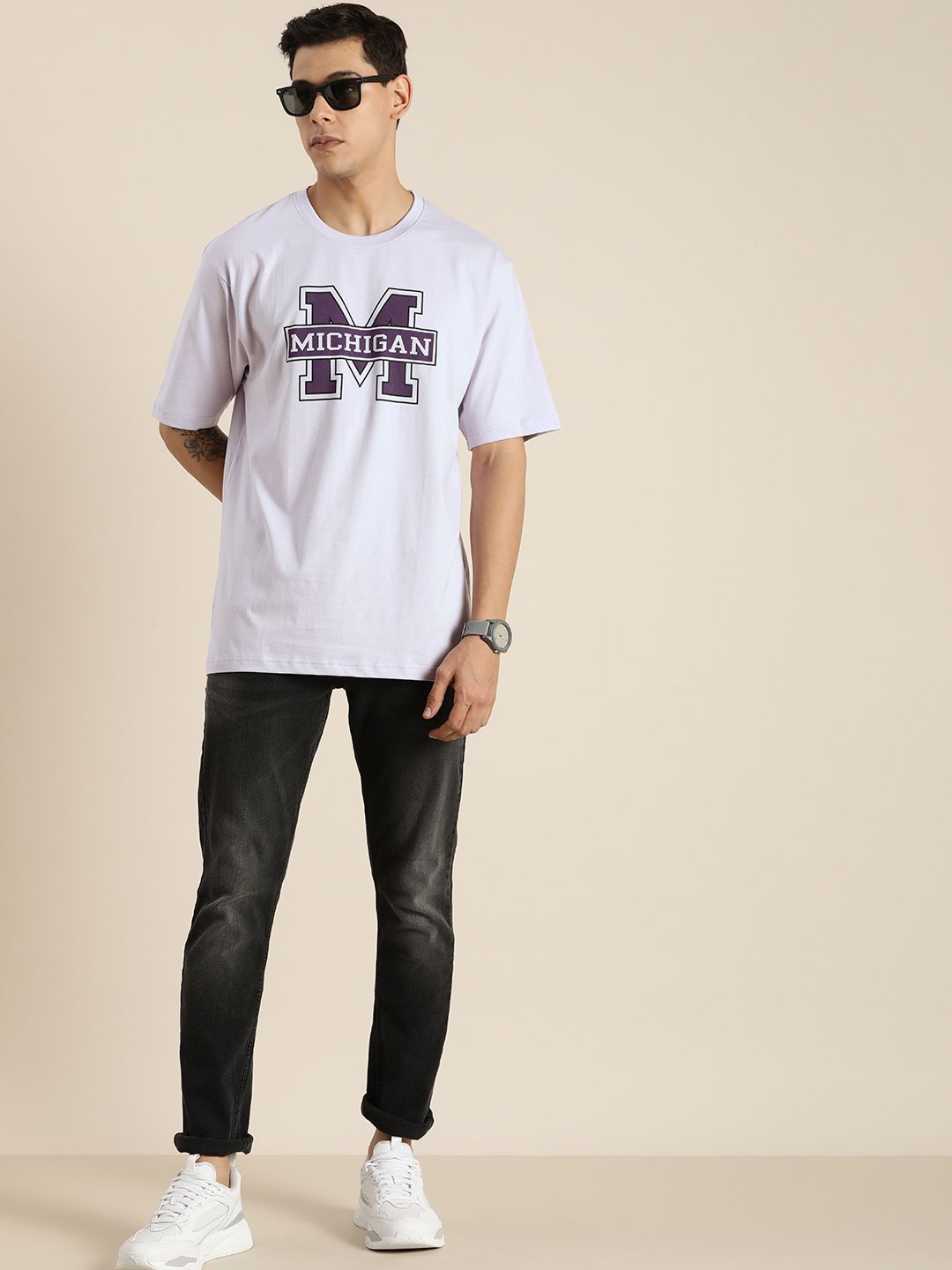 Dillinger Lavender Typographic Oversized T-shirt
