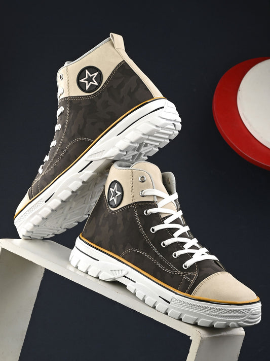 Men Synthetic Leather Lace-Up Boots