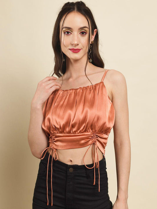 Polyester Peach Ruched Detail Top