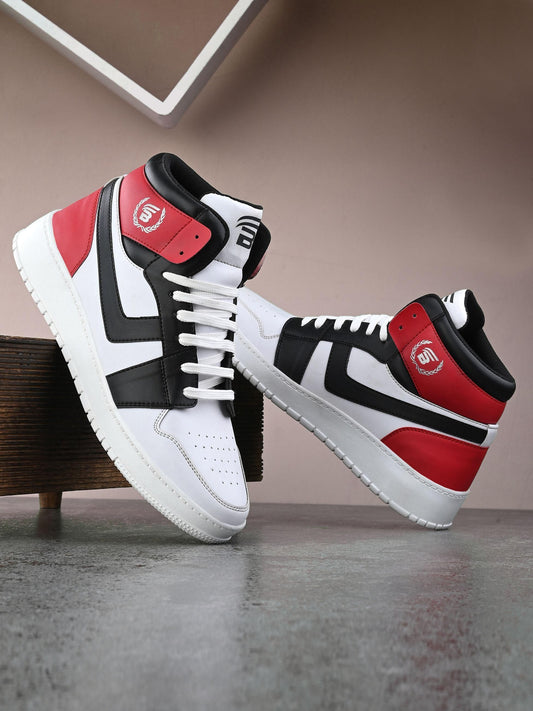 Men's White Synthetic Leather Lace-Up Sport Shoe