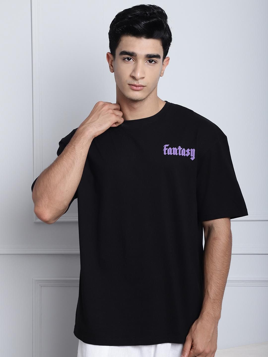 Lets escape from reality puff print premium oversize T-shirt