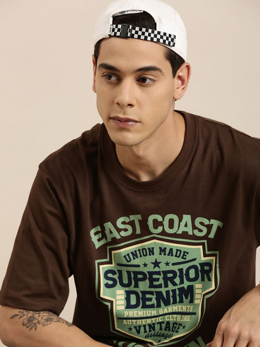 Dillinger Brown Typographic Oversized T-Shirt