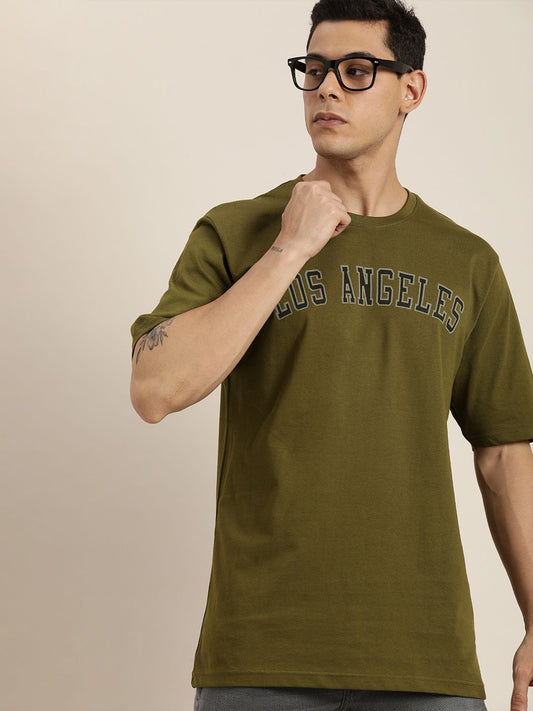 Dillinger Olive Typographic Oversized T-Shirt