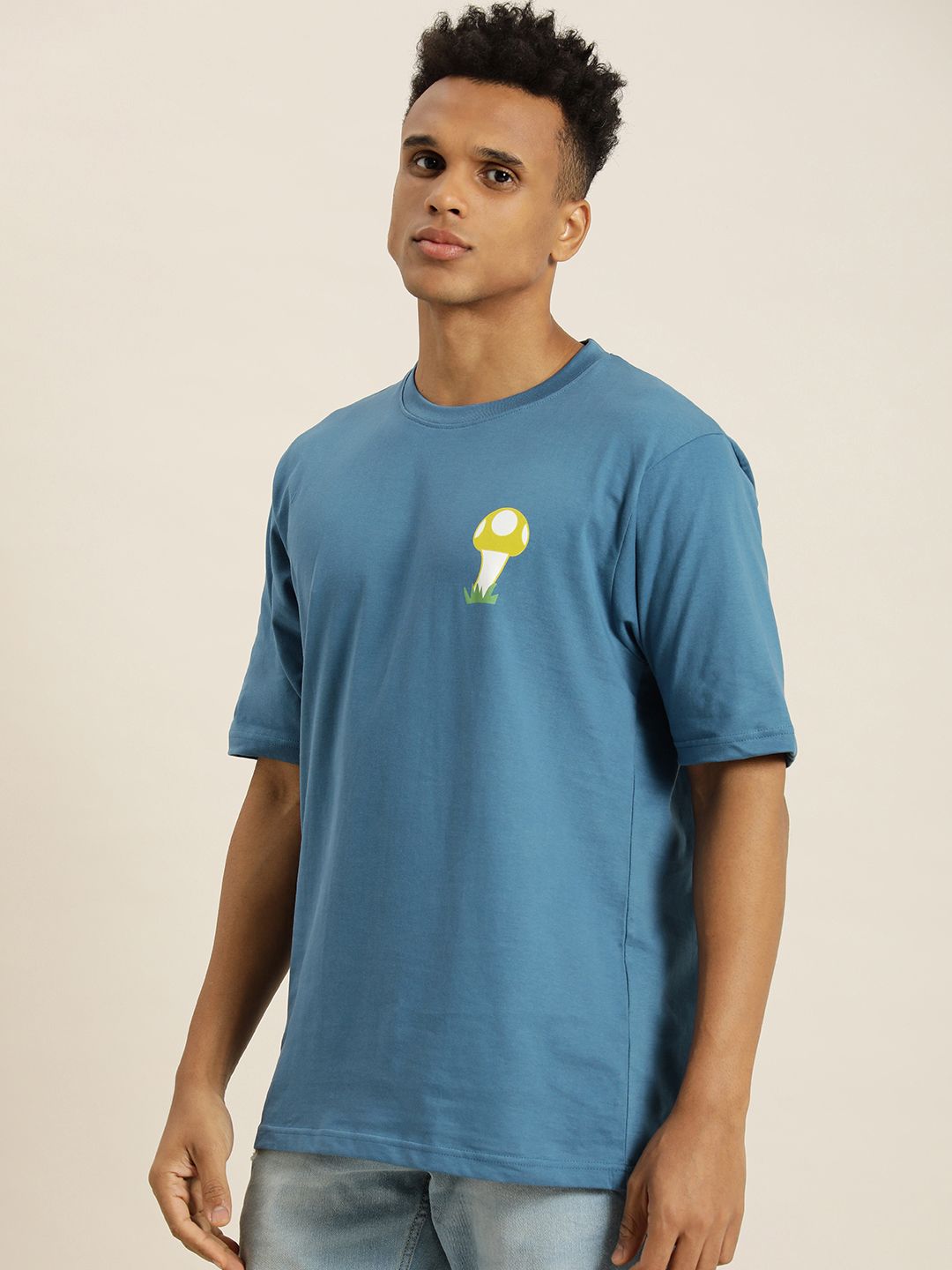Difference of Opinion Spiritual Journey Blue Graphic Oversized T-Shirt