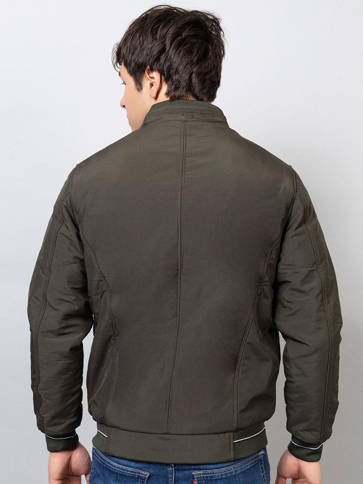 Xohy Men's Full Sleeve Lightweight Tailored Olive Jacket